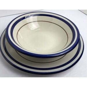 Platter and Bowl Saturn Blue 280 Made In Japan Discontinued Two-Piece Blue Rim